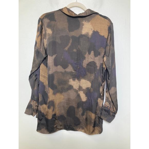 Mason's Brown water Color Long Sleeve V-Neck Tunic Sz 40 - Picture 2 of 2